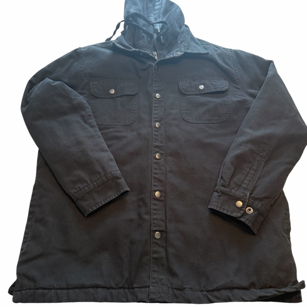 Men's Black Hooded Shirt Jacket